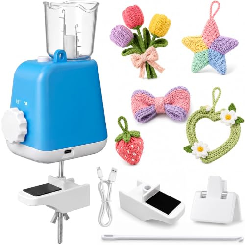 French Knitting Machine Kit, Electric ICord Knitting Machine with 1 x Yarn | Automatic Mill i-Cord Machine Knitter, Hands-Free Yarn Maker Tool for DIY Crochet Machine, Ideal Gift for Adults & Kids(Blue)
