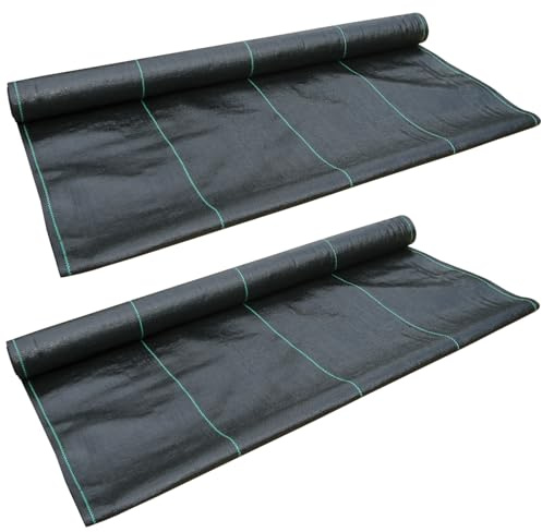 Unkrautvlies für Garten 2x1m x 50m, Unkrautfolie 100g/m2, Drainagevlies Garten, Gartenvlies wasserdurchlässig, Unkrautgewebe Garten, Unterbodengewebe, Bodengewebe, Unkrautflies für Garten