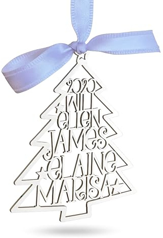 2026 Weihnachtsbaum Deko mit Namen Familie Weihnachtskugel Personalisiertes Geschenk Weihnachten Homedeko Kindernamen Hängedekoration Kindergeschenk Handgearbeitet Christbaumschmuck