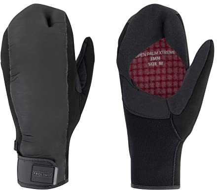 Prolimit 3mm Open Palm Kayak oder Kayaking - Xtreme Neoprenanzug Fäustlinge - Schwarz - Unisex - Klettverschluss