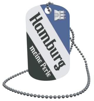 U24 Dog Tag Erkennungsmarke ID Tag an Kette Flagge Hamburg meine Perle Alu 30 x 50 mm