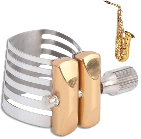 Agatige Edelstahl Saxophon Blattschraube Silbernes Mundstück Sax Ligatur Silber Altsaxophon Ligatur Altsaxophon Mundstück Ligatur für Sax Mundstück Instrument