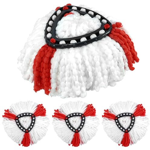 4 Pack Triangle Spin Reusable Mop Heads Replacement, Compatible with Vileda 2 in 1 Turbo Mop (Red White)