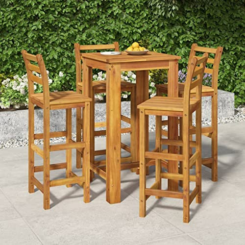 ZHOUMIN 5-TLG. Garten-Essgruppe, Gartenmöbel Set, Gartengarnitur, Garten Möbel, Sitzgarnitur, Gartenset, Sitzgruppe Garten, Möbelsets, Massivholz Akazie