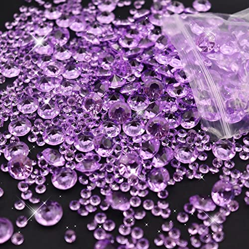 4200 Stück Deko Diamanten Dekosteine Glitzer Dekodiamanten Deko Diamantene Hochzeit Plastik Diamanten Diamantkristalle Transparent Acryl Kristalle Tischdeko Strass Transparent Kristall Lila
