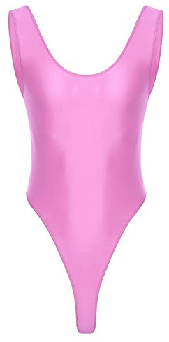 ranrann Sexig mankini baddräkt för herr, kort glänsande stretchdräkt, 1 st, simkropp, M/XL, Typ C Rosa, XL