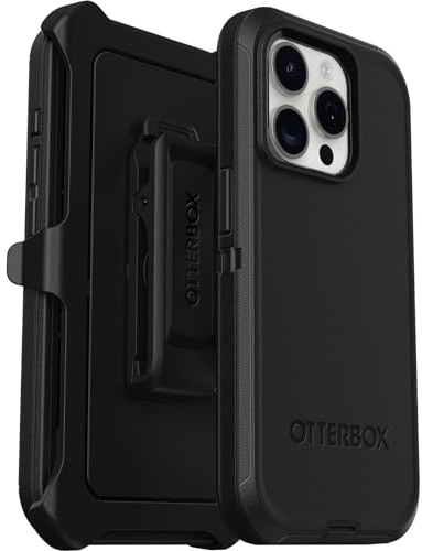 OtterBox Defender Hülle für iPhone 15 Pro, stoßfest, sturzsicher, Ultra-robust, schützende Hülle, 5X getestet nach Militärstandard, Schwarz