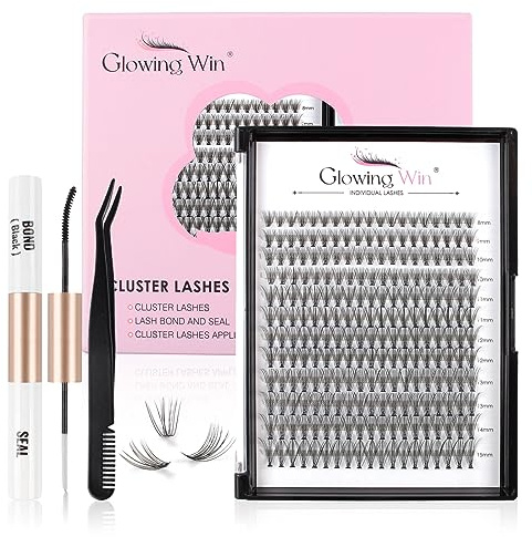 Glowing Win Einzeln Wimpern Cluster Lashes Extension Set 228PCS 20D 0.07D | Individual Eyelashes Natürliche Wimpern Extensions mit Bond&Sea&Applikator, Cat Eye, DIY