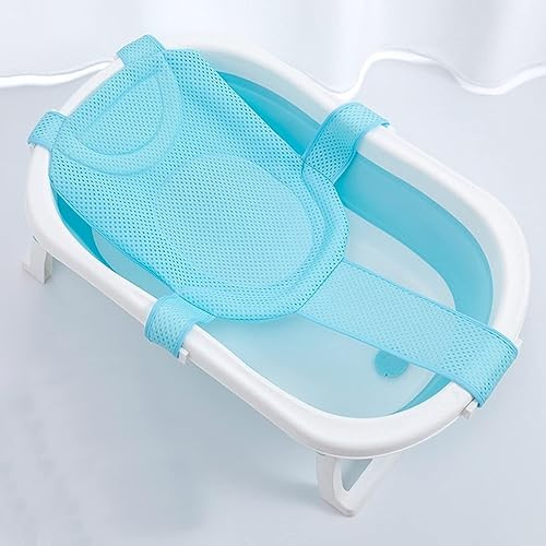 Babybadenetzt,Badewanneneinsatz Baby mit Mesh Verstellbar (Blau)