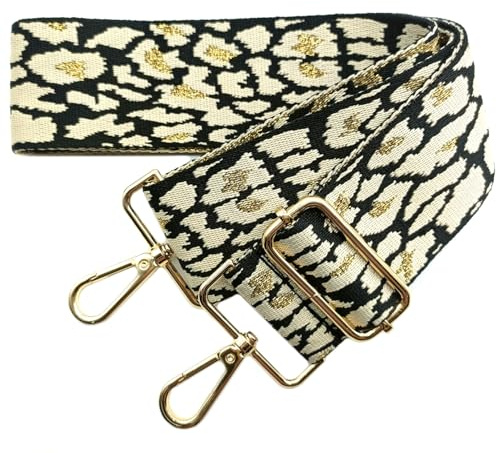 Taschengurte zum Wechseln 5cm Taschengurte Breit, Verstellbarer Schultergurt für Tasche, Goldener Karabiner Umhängegurt, Schulterriemen fur Damen Handtaschen Crossbody DIY Zubehör (Beige) 01