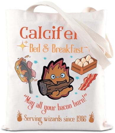 FOTAP Calcifer Lover Handtasche Calcifer's Bed & Breakfast Tote Bag Anime Calcifer Geschenk Japanisches Anime inspiriertes Geschenk