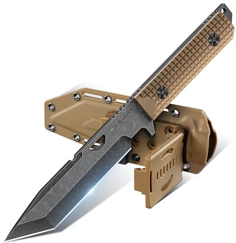 Dragon Creek Outdoor Messer 440 Stahl mit Scheide Orange | Feststehende Klinge mit Scheide, geeignet für Camping, Wandern und Outdoor Nutzung