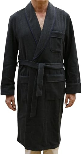 SGARLATA HOME Robe de chambre pour homme en laine et cachemire modèle châle classique art. Londres (IT, Texte, 4XL, Regular, Regular, Gris), gris, XXXXL