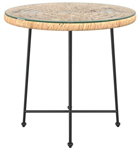 Moderner runder Bistrotisch mit Tischplatte aus gehärtetem Glas, 80 cm, tragbarer Stahlrahmen, Gartentisch für den Innen- und Außenbereich
