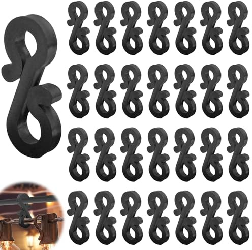 120 Pcs Gutter Hooks, Mini S Clips Hangers Outdoor String Lights Hanging Clips Hooks, Wire Holder for Christmas, Birthday, Anniversary Decoration (Black)