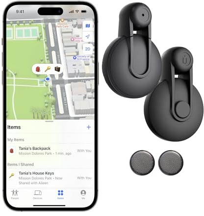 Otag GPS Tracker 2 Pack, Key Finder Works with Apple Find My (iOS only),Privacy Protection, Lost Mode,No Monthly Fee, Mfi Certified Bluetooth Tracker for Children, Elderly, Kids Pets, Backpack (Black)