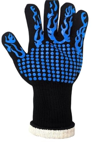 Grillhandschuhe Multifunktions-Mikrowellenofen-Handschuhe, hohe Temperaturbeständigkeit, Grillhandschuhe, 800 Grad, rutschfeste Wärmeisolierung, Backhandschuh Zum Grillen Und Backen(Blue 1PCS)