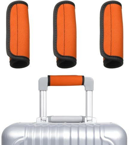 QUARKZMAN 3 Piezas de Envolturas para Asa de Equipaje, Cubierta de Agarre de Bolso de Neopreno Protector Identificadores de Equipaje Envolturas de Asa para Bolsas de Compras, Naranja