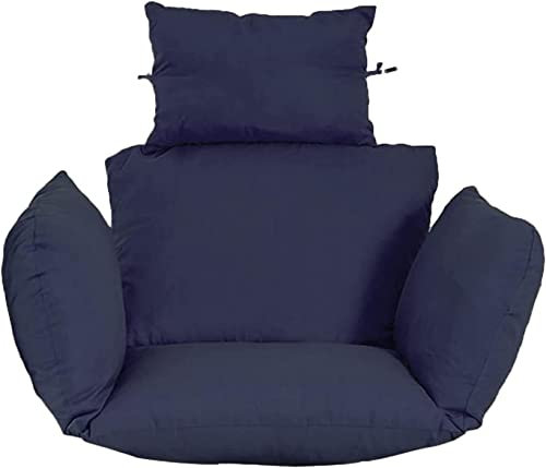 Hängeschaukelkissen für den Außenbereich, mit Kopfkissen, verdickte Ei-Hängematte, Stuhlauflage für Garten, Terrasse, abnehmbarer Bezug, Schwarz