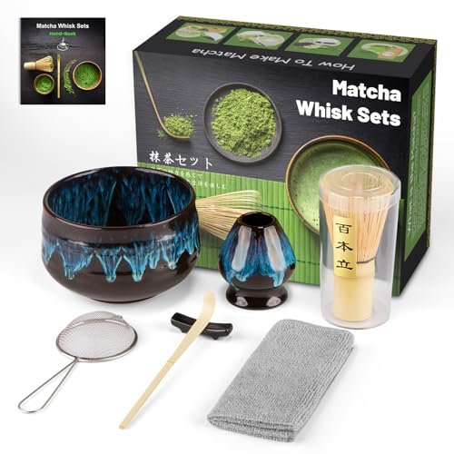 GUIGA Set di Matcha per Cerimonia Giapponese,Cofanetto Matcha per la Cerimonia del tè, Può anche Essere Offerto Come Regalo ad Amici o Colleghi (Change Blue, 100% Bamboo)