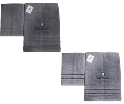 Renato Balestra 2 Set di 2 Asciugamani da bagno (1 viso e 1 bidet) Ass (Grigio Chiaro-Grigio Scuro)