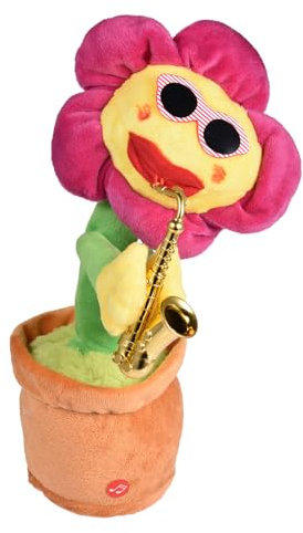 TyCylKu 30cm Singing Flower Dancing Cactus Singing Sunflower Dancing Music Plush Sunflower Toy Mobile Function Funny 80 Songs With Lights Speaking Interactive Toy Birthday For Kids