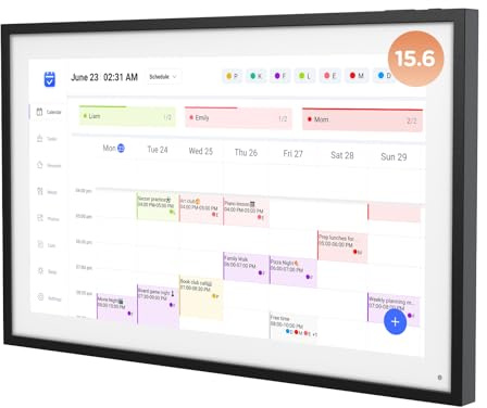 Digitaler Wandkalender, 39,6 cm (15,6 Zoll), digitaler Wandkalender, Full HD 1920 x 1080P IPS-Touchscreen, interaktives Display für Familien-Mahlzeitenplaner, Unterstützung – Straffung der
