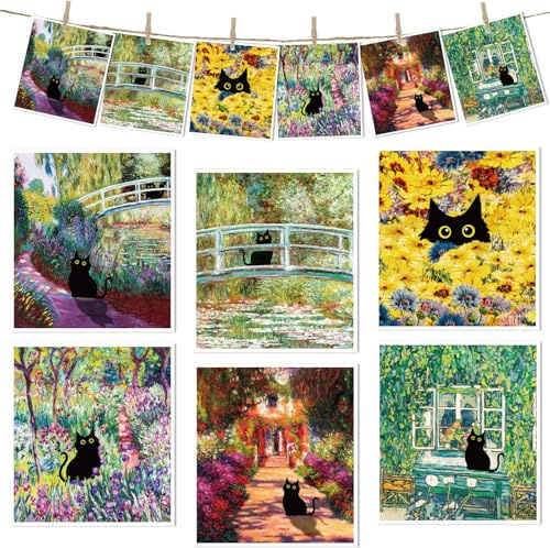 VISSTREE Black Cat Swedish Dishcloths for Kitchen, Cute Cat Dish Cloth | 6 Pcs Absorbent, Cellulose Sponge Paper Towels, Kitchen Cooking Farmhouse Home Decoration Housewarming Gifts