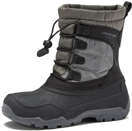 LONDON FOG Kenji Snow Boots for Kids - Insulated Waterproof Winter Snow Boots for Boys and Girls - Grey 11