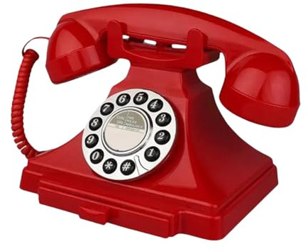 Baoblaze Audio Guest Book Wedding Phone Vintage Phone Recorder for Bar Gathering Party Gifts Bridal Shower, Red