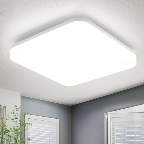 Laittiin Deckenlampe LED Deckenleuchte Badezimmer 22CM Weiß Flurlampe | Decke 18W Deckenbeleuchtung Küchenlampe IP54 Wasserfest Badlampe 5000K Modern Eckig Schlafzimmerlampe Flur Küche Bad Balkon