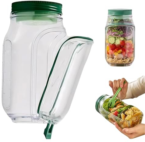 Zueyen Ensalat Pod - Ensaladera portátil para almuerzo y congelador, recipiente con tapa, cápsula de frescura, apto para lavavajillas, caja de preparación de alimentos, color verde