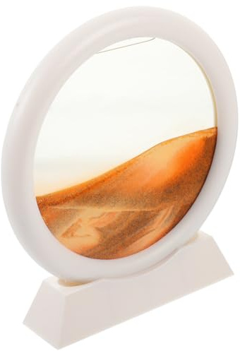Veemoon Tableau de Sable Mouvant 3D de Sablier 5 Pouces Cadre Blanc Sable Jaune Décoration D'étagère Apaisante pour Bureau et Maison Qui Coule de Mouvement Relaxant
