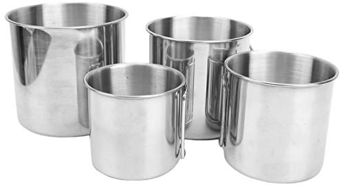 Ensemble de 4 Tasses de Camping en Acier Inoxydable avec poignées Pliables et empilables, idéales pour la randonnée, Les Pique-niques et Les barbecues. Fabriquées en Acier