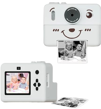 Kids Instant Camera With 3 Rolls Thermal Paper Photo&video&games 1080p HD Screen 1500mAh Lithium Battery Gift For Boys&girls(White)