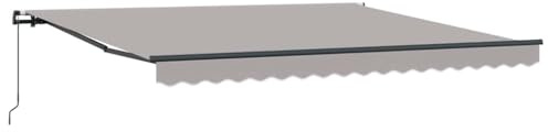 KGFHERENB Auvent à bras articulé - 400 x 350 cm - Gris clair - Extensible - Avec manivelle - En aluminium et polyester - Pour terrasse, balcon, montage mural