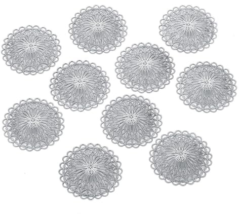 SECFOU 10pcs Copper Round Flower Metal Cockade for Clothes and Jewelry, Multi-Purpose Fashion Decoration Accessory with Delicate Flower Design, Portable and Chic Clothing Embellishment