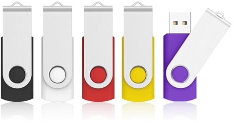 32 GB Memory Stick 5 Pack, KOOTION Bulk USB Stick Swivel Flash Drive 32 GB Pen Drive Thumb Drive Jump Drive Computer Data Storage (5 Pack Mixcolor)
