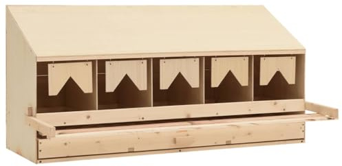 vidaXL Kiefernholz Massiv Legenest Hühnernest 5 Fächer für kleine Hühner Legenester Abrolllegenest Abrollnest Abroll-Legenest 117x33x54cm