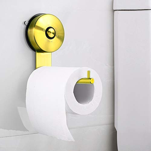 JOMOLA Vakuum Saugnapf Toilettenpapierhalter Bohrfrei Badezimmer Seidenpapier Rollenhalter Edelstahl Toilettenpapier Aufhänger Gold