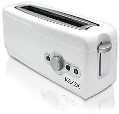 Kenex | Tostadoras Pan | Tostadora Horizontal con Ranura Extra Ancha | 6 Niveles de Potencia | Múltiples Funciones | Cuerpo y Tapa Cool Zone | Electrodomésticos Cocina | Color Blanco