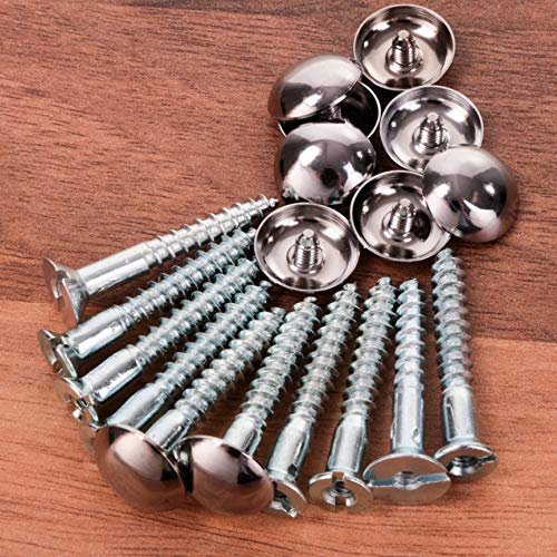 10x Mirror Screws - 32mm Threaded Bolt Screws with Silver Chrome Dome Caps