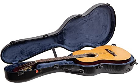 Crossrock Polycarbonat Koffer passend für 4/4 Klassikgitarren, kratzfester Flightcase in Schwarz (CRF4020CBK)