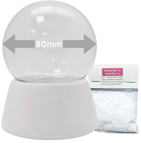 80mm Do it Yourself Schneekugel mit Glaskugel und Porzellansockel mit 1 x Schnee | B: 80mm H: 95 mm | 40019