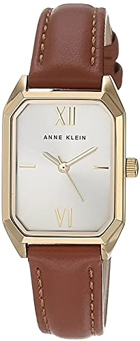 ANNE KLEIN damklocka med läderarmband, Brunt