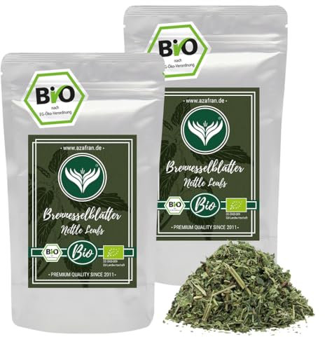 Azafran BIO Brennnessel Blätter | Brennnesselblätter Tee lose getrocknet | Brennessel Geschnitten 500g