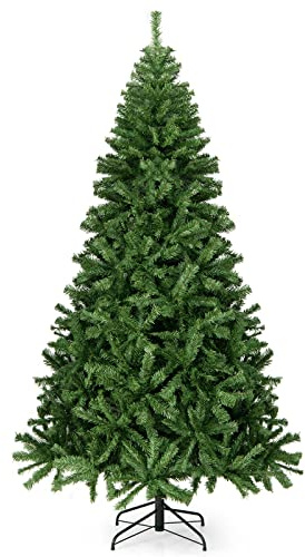 COSTWAY 225 cm Árbol de Navidad Artificial, Árbol de Navidad con 1346 Puntas, Hojas de PVC Apertura Automática y Soporte de Metal, Decoración Navideña para Interiores Verde