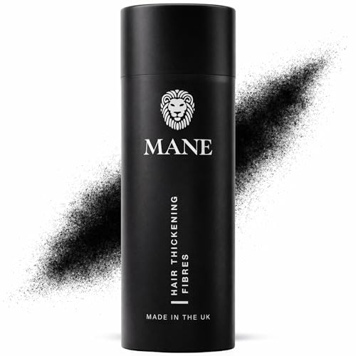 Mane Hair Building Fibers for Women & Men, for Fine & Thinning Hair, Thicker Fuller Looking Hairstyle, Conceal Bald Spots - Jet Black