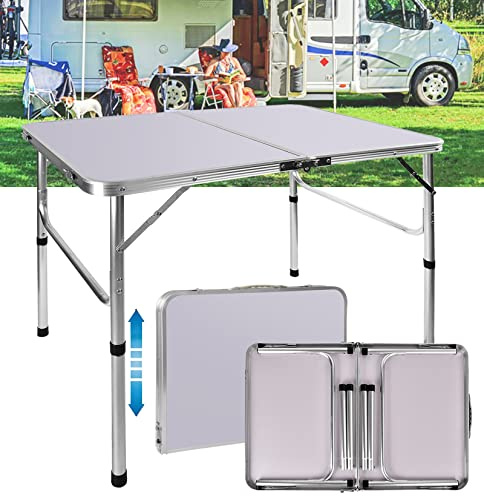 91 cm kleiner klappbarer Campingtisch mit verstellbarer Höhe, leichter Aluminium-Klapptisch, Outdoor-Tisch, Picknicktisch, Klapptisch, Angelkarte, Gartentisch, tragbarer faltbarer Tisch (90 x 60 x