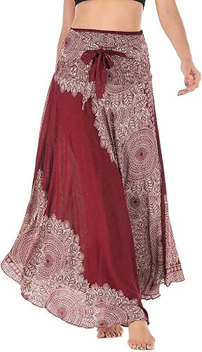 Adigaber Elegante Falda Largo para Mujer de 2 en 1 Falda de Danza del Vientre Vestido Largo Estilo Bohemio para Vacaciones